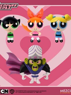 Mezco Toyz 5 Points Figures Powerpuff Girls 3.75" 4 Piece Deluxe Complete Set